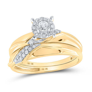 Glamorous Love Story | 10kt Yellow Gold His Hers Round Diamond Halo Matching Wedding Set 1/3 Cttw - Splendid Jewellery