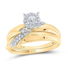 Glamorous Love Story | 10kt Yellow Gold His Hers Round Diamond Halo Matching Wedding Set 1/3 Cttw - Splendid Jewellery