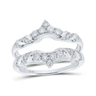 Glamorous Radiance: 10kt White Gold Womens Round Diamond Wrap Enhancer Wedding Band 1/2 Cttw - Splendid Jewellery