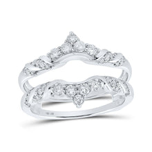 Load image into Gallery viewer, Glamorous Radiance: 10kt White Gold Womens Round Diamond Wrap Enhancer Wedding Band 1/2 Cttw - Splendid Jewellery