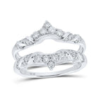 Glamorous Radiance: 10kt White Gold Womens Round Diamond Wrap Enhancer Wedding Band 1/2 Cttw - Splendid Jewellery
