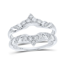 Glamorous Radiance: 10kt White Gold Womens Round Diamond Wrap Enhancer Wedding Band 1/2 Cttw - Splendid Jewellery