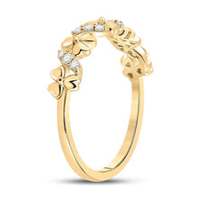 Load image into Gallery viewer, Golden Blossom Diamond Band: 10kt Yellow Gold Womens Round Diamond Flower Band Ring 1/8 Cttw - Splendid Jewellery