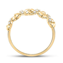 Load image into Gallery viewer, Golden Blossom Diamond Band: 10kt Yellow Gold Womens Round Diamond Flower Band Ring 1/8 Cttw product Side View from Splendid Jewellery