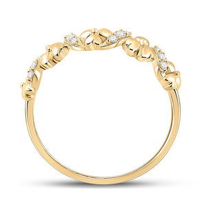 Golden Blossom Diamond Band: 10kt Yellow Gold Womens Round Diamond Flower Band Ring 1/8 Cttw - Splendid Jewellery