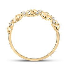 Load image into Gallery viewer, Golden Blossom Diamond Band: 10kt Yellow Gold Womens Round Diamond Flower Band Ring 1/8 Cttw - Splendid Jewellery