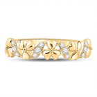Golden Blossom Diamond Band: 10kt Yellow Gold Womens Round Diamond Flower Band Ring 1/8 Cttw - Splendid Jewellery