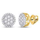 Golden Blossom Diamond Cluster Earrings: A Mesmerizing Floral Delight in 10kt Yellow Gold - Splendid Jewellery