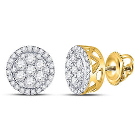 Golden Blossom Diamond Cluster Earrings: A Mesmerizing Floral Delight in 10kt Yellow Gold - Splendid Jewellery