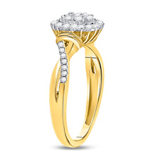 Load image into Gallery viewer, Golden Blossom Diamond Cluster Ring | 10kt Yellow Gold Womens Round Diamond Circle Flower Cluster Ring 1/3 Cttw Side View 2 from Splendid Jewellery