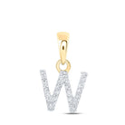 Golden Initial Sparkle Pendant | 10kt Yellow Gold Womens Round Diamond W Initial Letter Pendant 1/20 Cttw | Splendid Jewellery - Splendid Jewellery