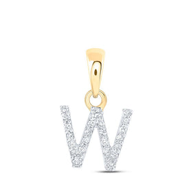 Golden Initial Sparkle Pendant | 10kt Yellow Gold Womens Round Diamond W Initial Letter Pendant 1/20 Cttw | Splendid Jewellery - Splendid Jewellery