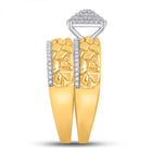 Golden Love Story: 10kt Yellow Gold His Hers Diamond Nugget Cluster Wedding Set Side view from the 10Kt Yellow Gold His Hers Round Diamond Nugget Cluster Matching Wedding Set 3 8 Cttwpin280106 collection by Splendid Jewellery