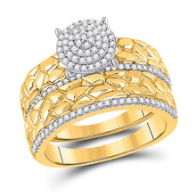 Load image into Gallery viewer, Golden Love Story: 10kt Yellow Gold His Hers Diamond Nugget Cluster Wedding Set - Splendid Jewellery