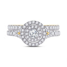 Golden Radiance Diamond Halo Bridal Wedding Ring Band Set - Splendid Jewellery