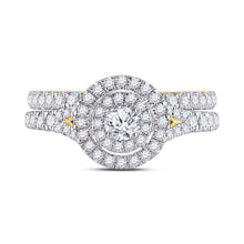 Load image into Gallery viewer, Golden Radiance Diamond Halo Bridal Wedding Ring Band Set - Splendid Jewellery