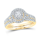 Golden Radiance Diamond Halo Bridal Wedding Ring Band Set product  Top View from Splendid Jewellery