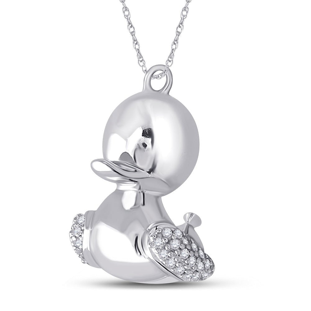 Graceful Flight: 10kt White Gold Diamond Duck Pendant - Splendid Jewellery