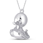 Graceful Flight: 10kt White Gold Diamond Duck Pendant - Splendid Jewellery