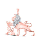 Graceful Lion Cub Diamond Pendant | 10kt Rose Gold Womens Round Diamond Lion Cub Animal Pendant 1/5 Cttw - Splendid Jewellery