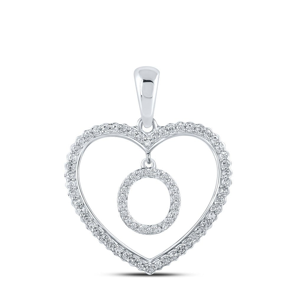 Heart of Brilliance: 10kt White Gold Diamond Initial Pendant - Splendid Jewellery