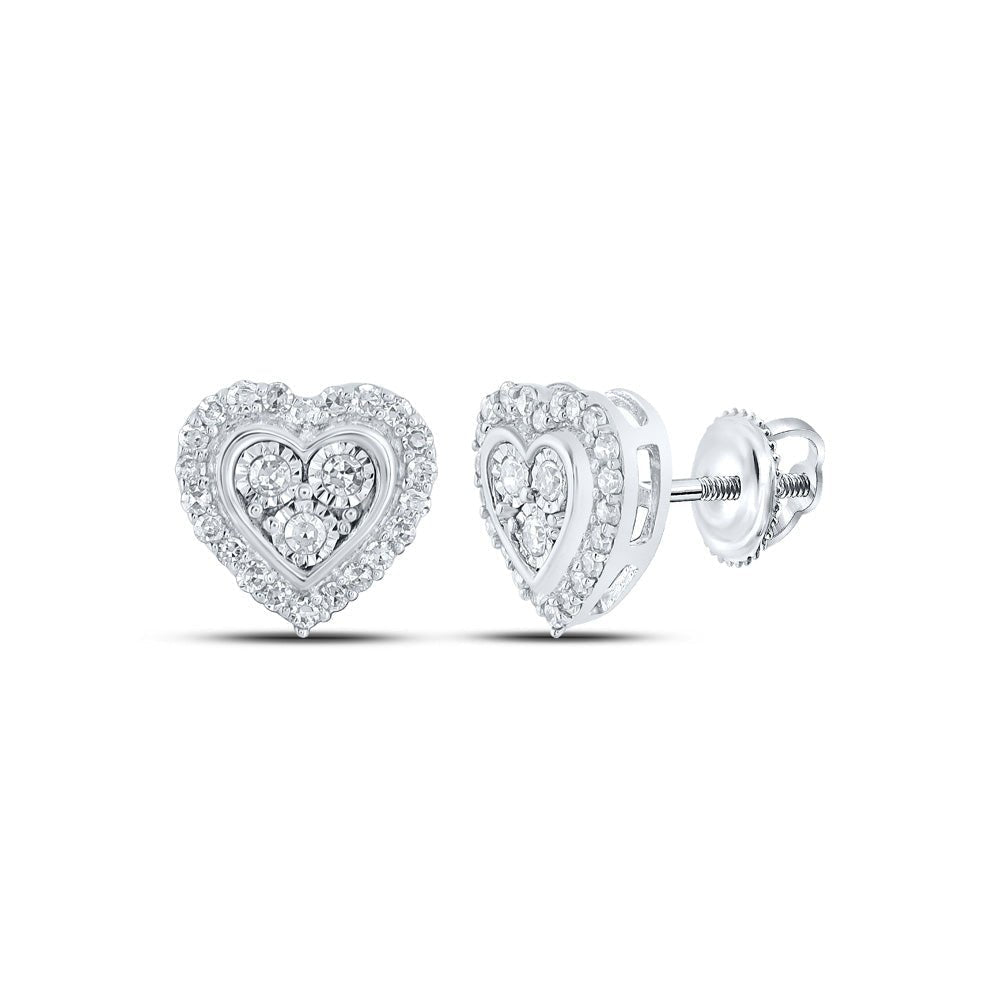 Heart of Elegance: 10kt White Gold Diamond Heart Earrings - Splendid Jewellery