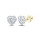 Heart of Elegance: 14kt Yellow Gold Womens Round Diamond Heart Earrings - Splendid Jewellery