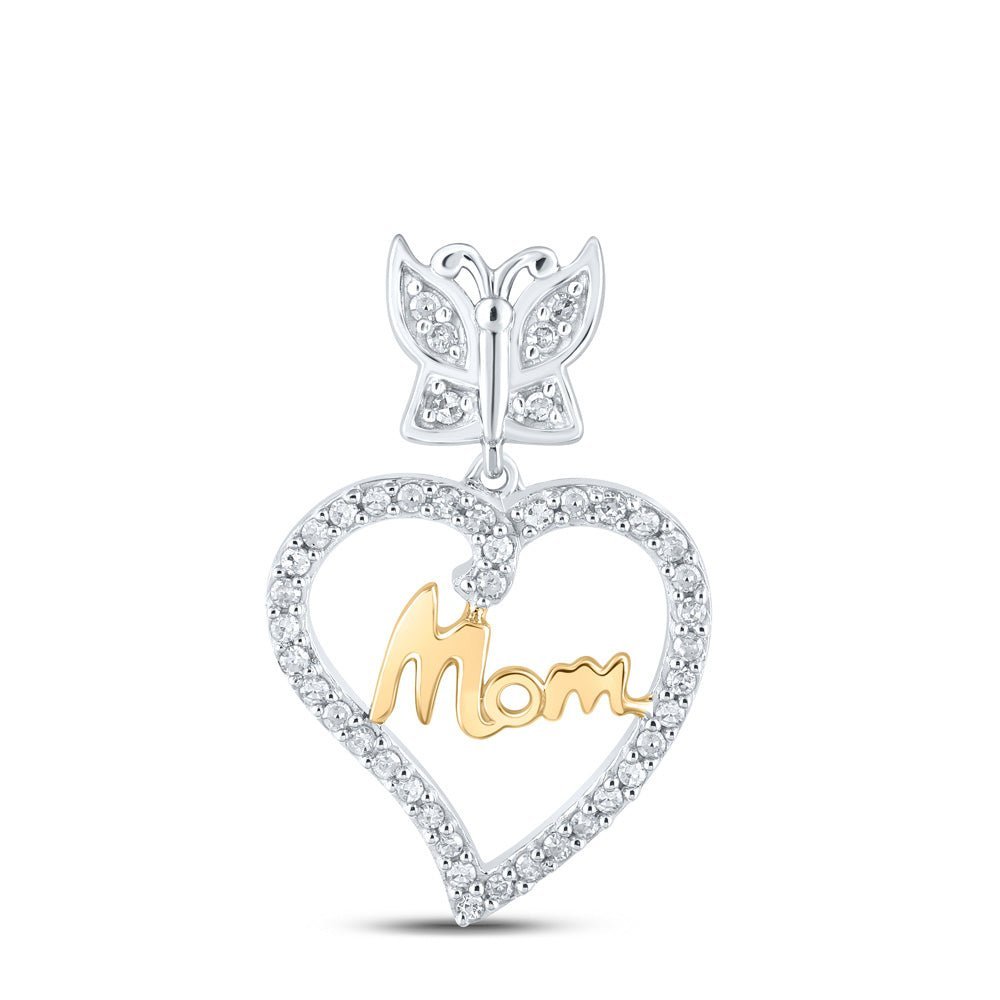 Heart of Love Diamond Pendant | 10kt Two - tone Gold Womens Round Diamond Mom Pendant 1/8 Cttw | Splendid Jewellery - Splendid Jewellery