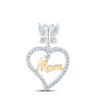 Heart of Love Diamond Pendant | 10kt Two - tone Gold Womens Round Diamond Mom Pendant 1/8 Cttw | Splendid Jewellery - Splendid Jewellery