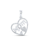 Heart of Love Diamond Pendant | 10kt White Gold Womens Round Diamond Mom Heart Pendant 1/3 Cttw - Splendid Jewellery