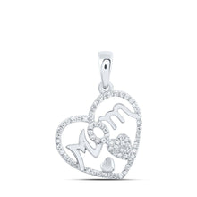 Load image into Gallery viewer, Heart of Love Diamond Pendant | 10kt White Gold Womens Round Diamond Mom Heart Pendant 1/3 Cttw - Splendid Jewellery