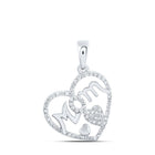 Heart of Love Diamond Pendant | 10kt White Gold Womens Round Diamond Mom Heart Pendant 1/3 Cttw - Splendid Jewellery
