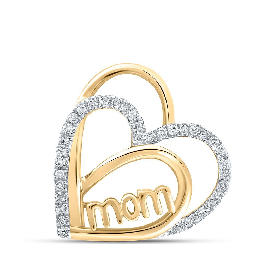 Heart of Love Diamond Pendant | 10kt Yellow Gold Womens Round Diamond Heart Pendant 1/10 Cttw | Splendid Jewellery - Splendid Jewellery