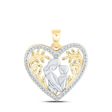 Load image into Gallery viewer, Heart of Love Diamond Pendant | 10kt Yellow Gold Womens Round Diamond Mom Child Heart Pendant 1/10 Cttw - Splendid Jewellery