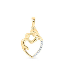 Load image into Gallery viewer, Heart of Love Diamond Pendant | 10kt Yellow Gold Womens Round Diamond Mom Child Heart Pendant 1/20 Cttw | Splendid Jewellery - Splendid Jewellery