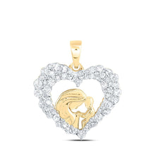 Load image into Gallery viewer, Heart of Love Diamond Pendant - 10kt Yellow Gold Women's Round Diamond Mom Child Heart Pendant 3/8 Cttw - Splendid Jewellery