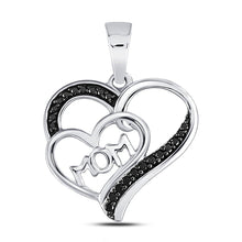 Load image into Gallery viewer, Heart of Love Diamond Pendant | Sterling Silver Round Black Diamond Mom Mother Heart Pendant 1/10 Cttw | Splendid Jewellery - Splendid Jewellery