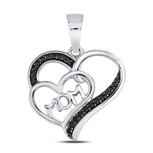 Load image into Gallery viewer, Heart of Love Diamond Pendant | Sterling Silver Round Black Diamond Mom Mother Heart Pendant 1/10 Cttw | Splendid Jewellery  Top View from Splendid Jewellery