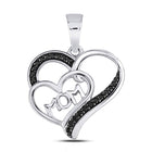 Heart of Love Diamond Pendant | Sterling Silver Round Black Diamond Mom Mother Heart Pendant 1/10 Cttw | Splendid Jewellery  Top View from Splendid Jewellery