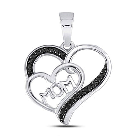 Heart of Love Diamond Pendant | Sterling Silver Round Black Diamond Mom Mother Heart Pendant 1/10 Cttw | Splendid Jewellery  Top View from Splendid Jewellery