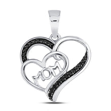 Load image into Gallery viewer, Heart of Love Diamond Pendant | Sterling Silver Round Black Diamond Mom Mother Heart Pendant 1/10 Cttw | Splendid Jewellery  Side View from Splendid Jewellery