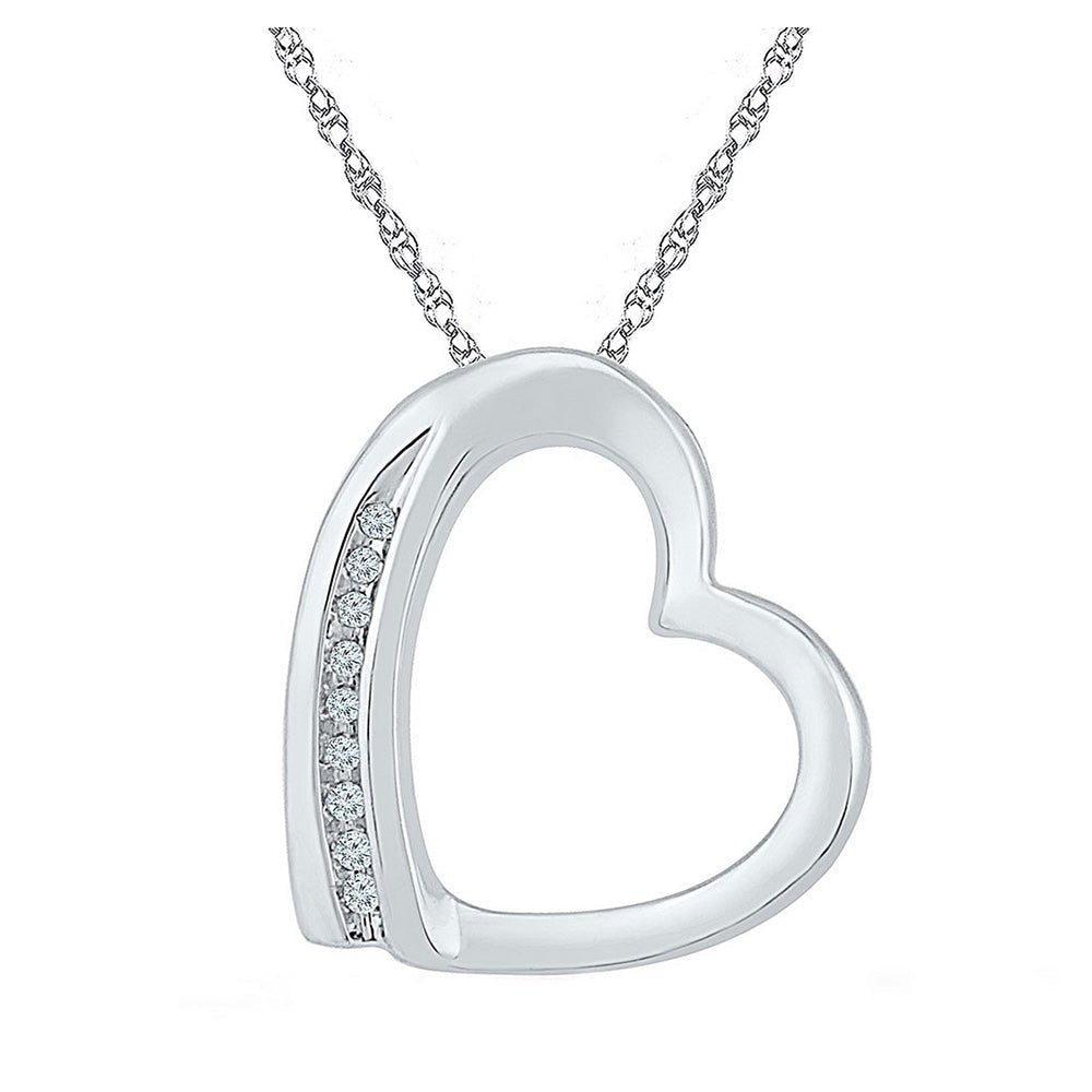 Heart of Love Diamond Pendant | Sterling Silver Round Diamond Heart Pendant .03 Cttw | Splendid Jewellery - Splendid Jewellery