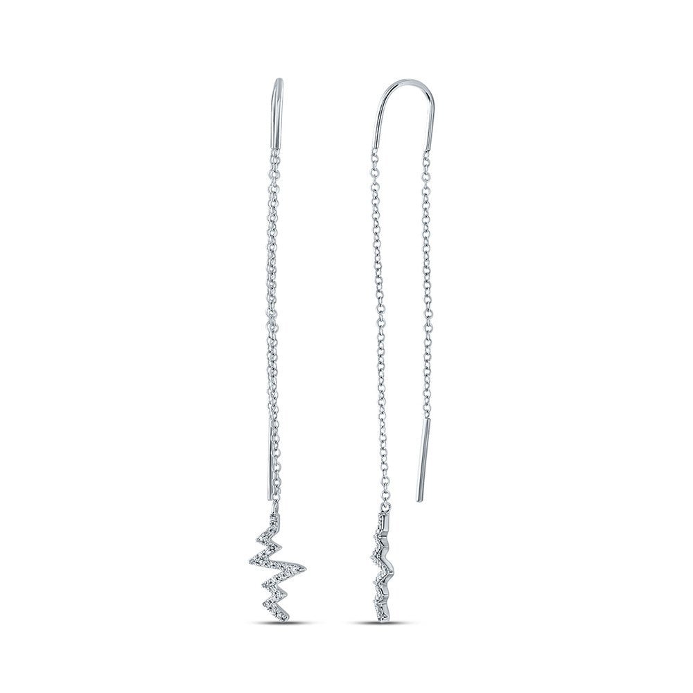 Heartbeat Sparkle: 14kt White Gold Diamond Threader Dangle Earrings - Splendid Jewellery