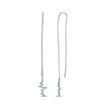 Load image into Gallery viewer, Heartbeat Sparkle: 14kt White Gold Diamond Threader Dangle Earrings - Splendid Jewellery