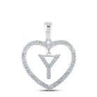 Heartfelt Brilliance: 10kt White Gold Diamond Initial & Letter Pendant - Splendid Jewellery
