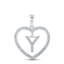 Load image into Gallery viewer, Heartfelt Brilliance: 10kt White Gold Diamond Initial &amp; Letter Pendant - Splendid Jewellery