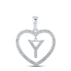 Heartfelt Brilliance: 10kt White Gold Diamond Initial & Letter Pendant - Splendid Jewellery