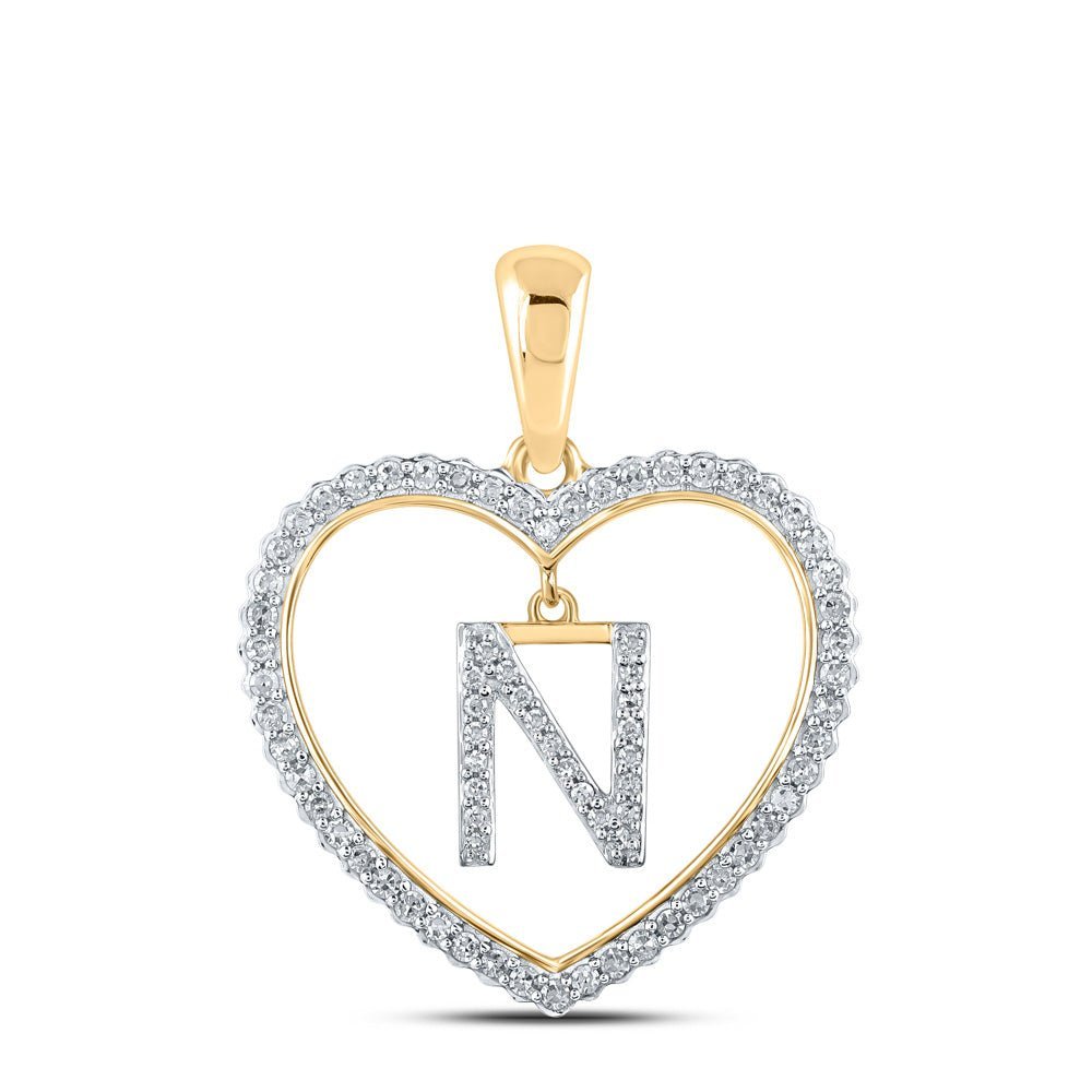Heartfelt Brilliance: 10kt Yellow Gold Diamond Initial & Letter Pendant - Splendid Jewellery