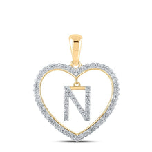 Load image into Gallery viewer, Heartfelt Brilliance: 10kt Yellow Gold Diamond Initial &amp; Letter Pendant - Splendid Jewellery