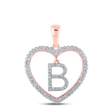 Load image into Gallery viewer, Heartfelt Diamond Initial Pendant | 10kt Rose Gold Womens Round Diamond B Letter Pendant 1/4 Cttw - Splendid Jewellery